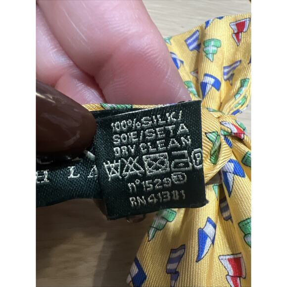 Lauren Ralph Lauren Yellow Silk Bow Tie w/ A Nautical Signal Flag Pattern - Picture 6 of 6